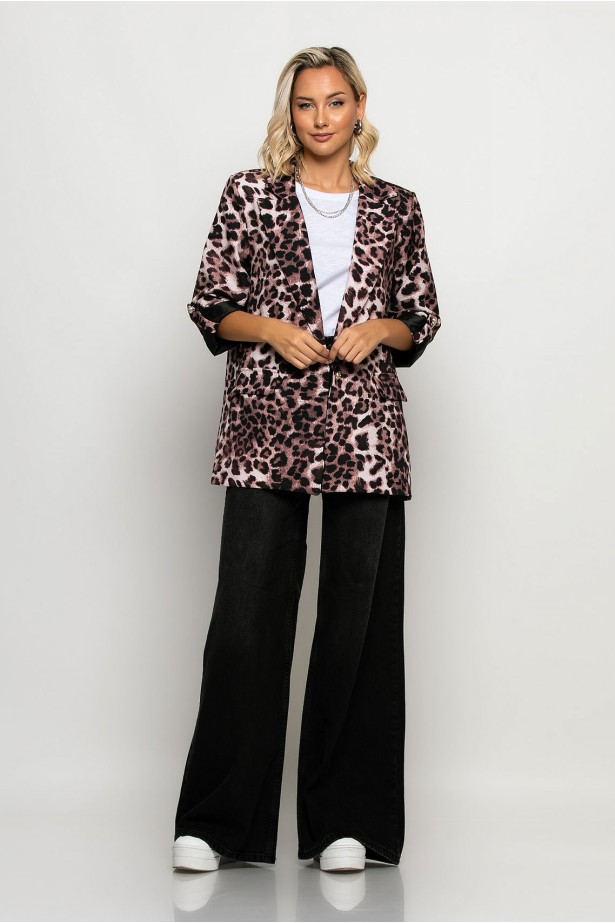 Blazer leopard print καφέ Blazer leopard print καφέ