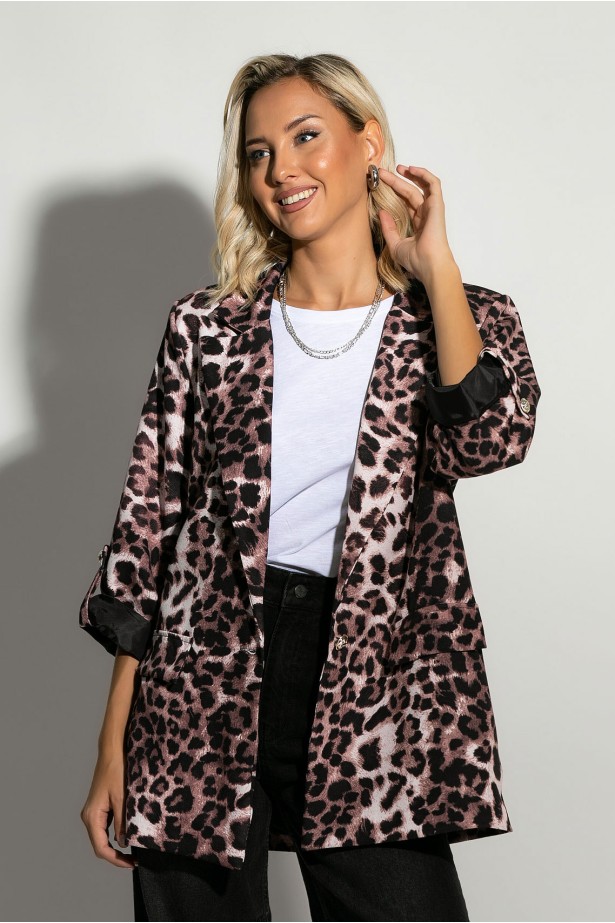 Blazer leopard print καφέ Blazer leopard print καφέ