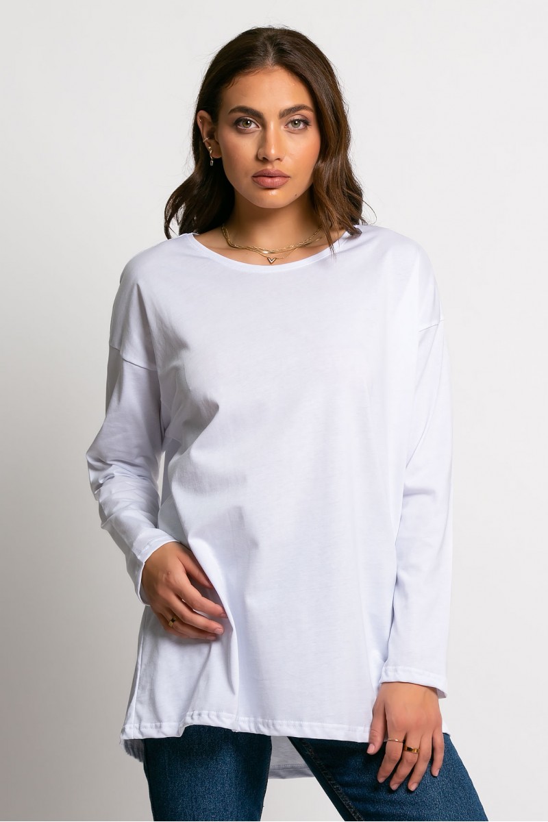 Oversized μπλούζα μακρυμάνικη λευκό