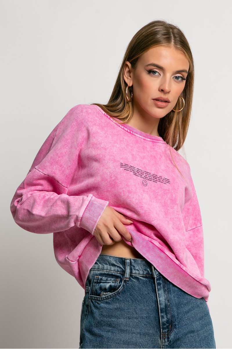 Μπλούζα φούτερ με στάμπα (enviromentalist) ροζ
