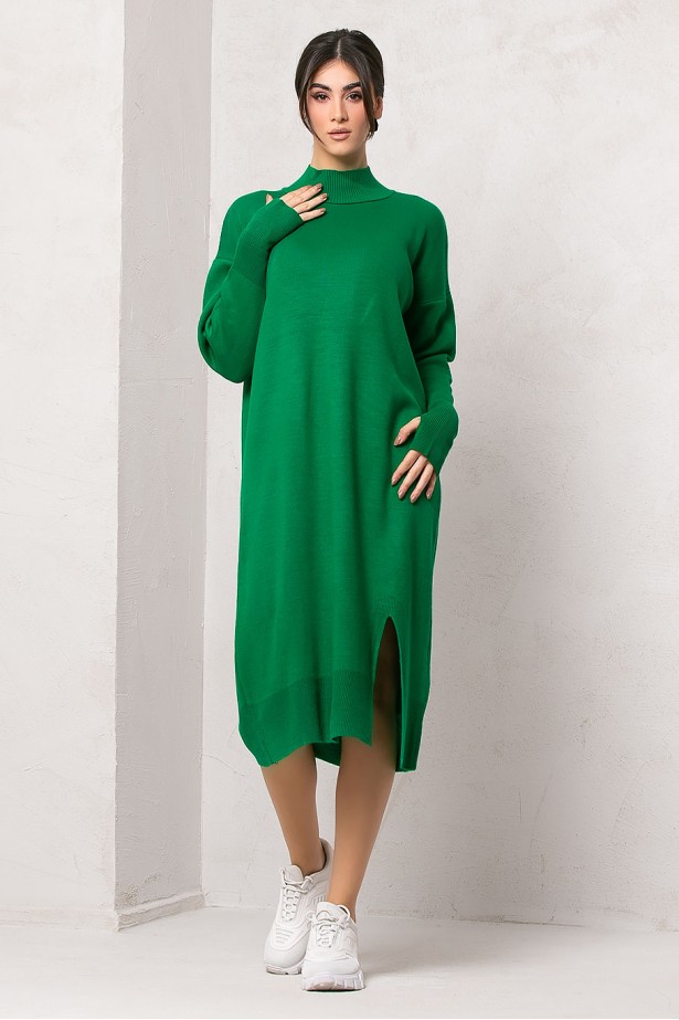 Πλεκτό oversized φόρεμα πράσινο Πλεκτό oversized φόρεμα πράσινο