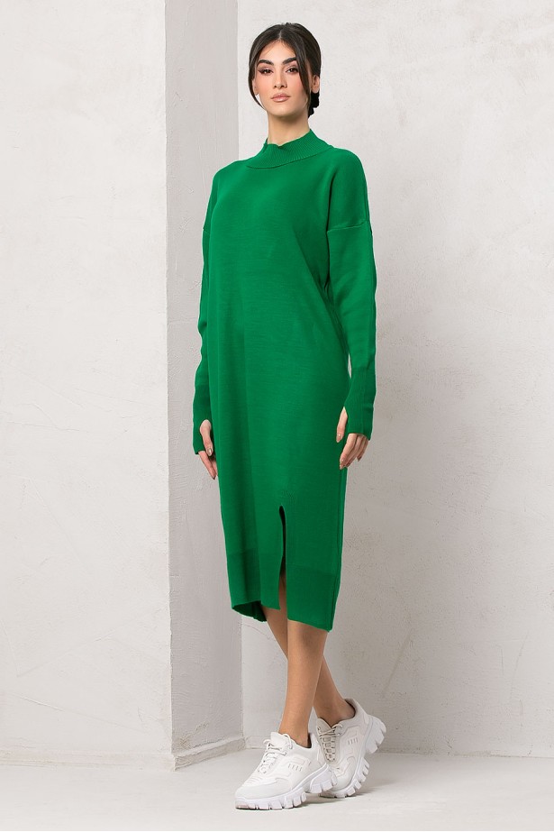 Πλεκτό oversized φόρεμα πράσινο Πλεκτό oversized φόρεμα πράσινο