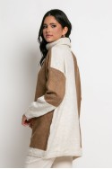 Oversized πλεκτό ζιβάγκο μπεζ-ταμπά Oversized πλεκτό ζιβάγκο μπεζ-ταμπά