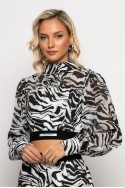 Cropped μπλούζα με λάστιχο στην μέση zebra print μαύρο Cropped μπλούζα με λάστιχο στην μέση zebra print μαύρο