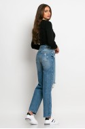 Jean straight με μεγάλες φθορές μπλε Jean straight με μεγάλες φθορές μπλε