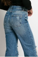 Jean straight με μεγάλες φθορές μπλε Jean straight με μεγάλες φθορές μπλε