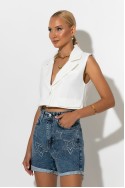 Jean σορτς με ρεβέρ και star strass μπλε Jean σορτς με ρεβέρ και star strass μπλε