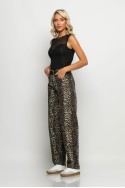 Jean loose fit leopard print καφέ