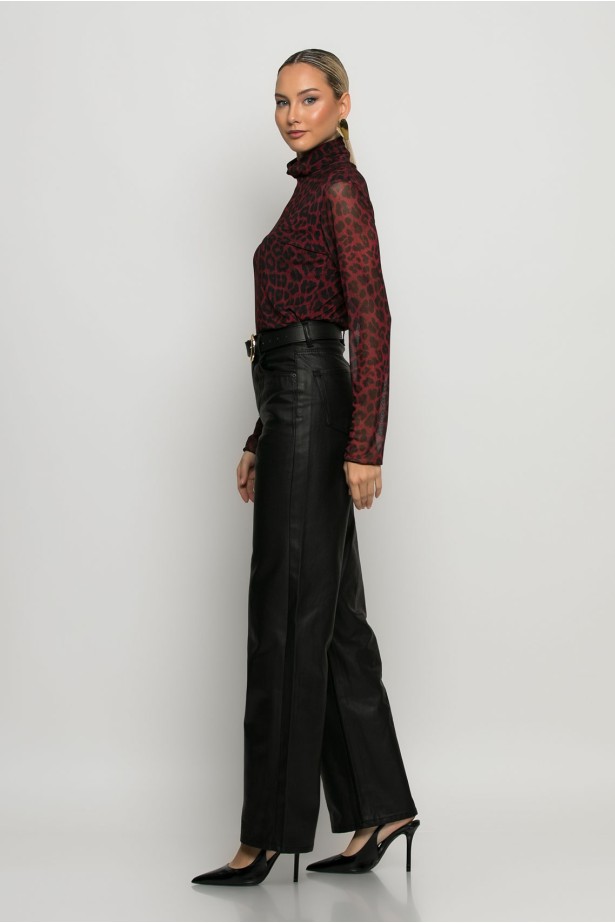 Wide leg παντελόνι δερματίνη μαύρο Wide leg παντελόνι δερματίνη μαύρο