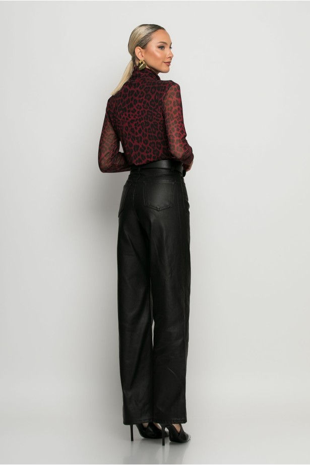 Wide leg παντελόνι δερματίνη μαύρο Wide leg παντελόνι δερματίνη μαύρο