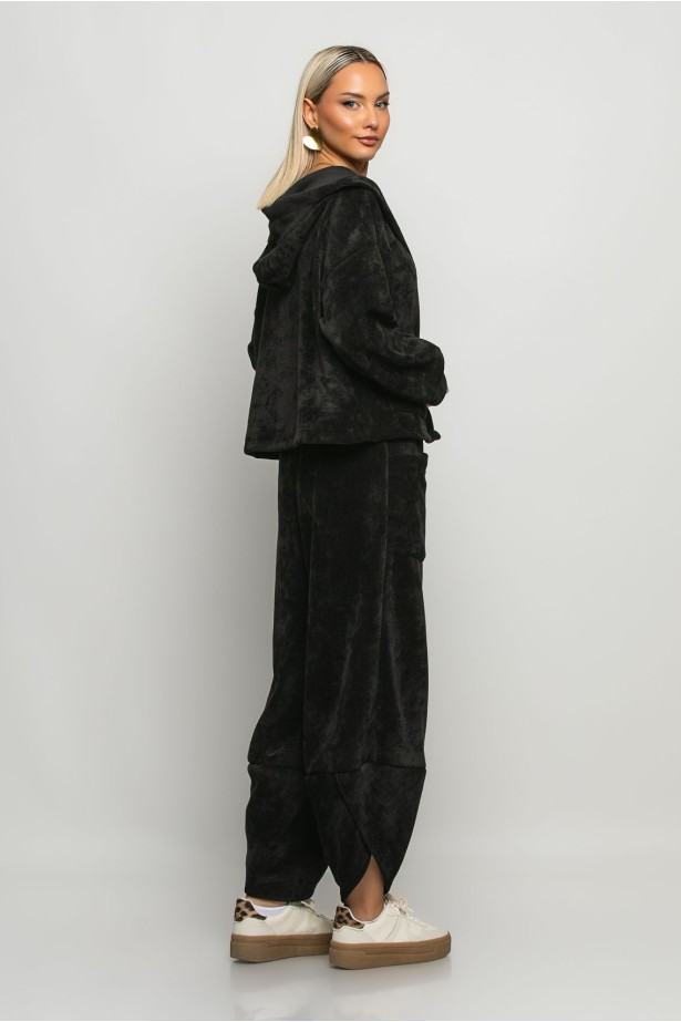 Σετ baggy παντελόνι και ζακέτα κοτλέ μαύρο Σετ baggy παντελόνι και ζακέτα κοτλέ μαύρο
