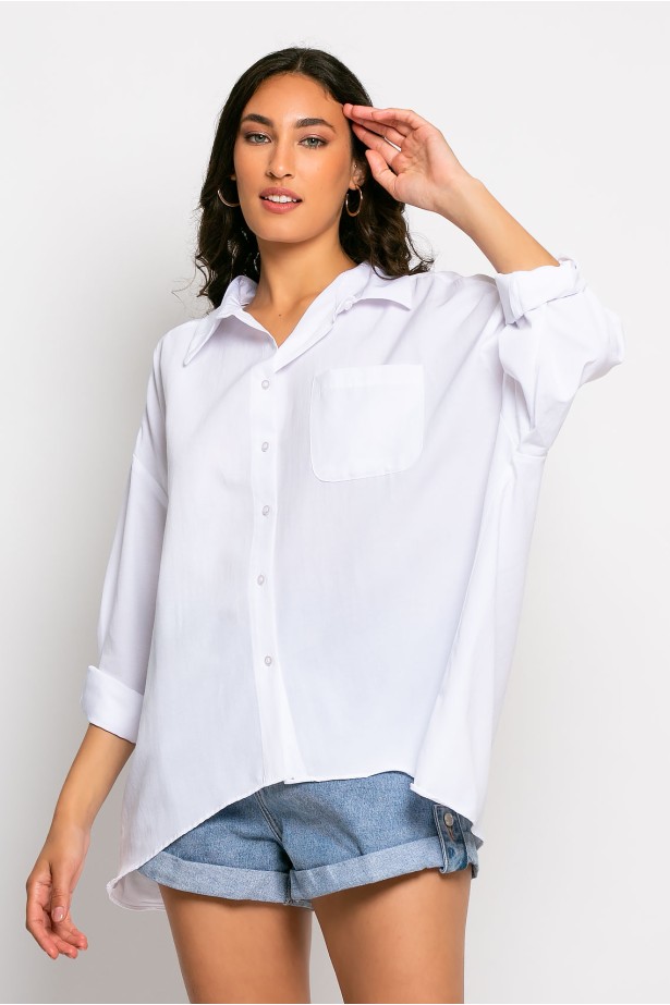 Oversized ασύμμετρο πουκάμισο λευκό Oversized ασύμμετρο πουκάμισο λευκό
