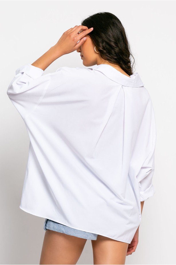 Oversized ασύμμετρο πουκάμισο λευκό Oversized ασύμμετρο πουκάμισο λευκό
