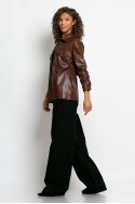 Jacket δερματίνη με κουμπιά σοκολά Jacket δερματίνη με κουμπιά σοκολά