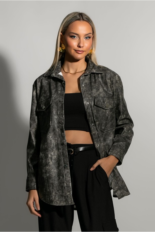 Leather jacket γκρι Leather jacket γκρι