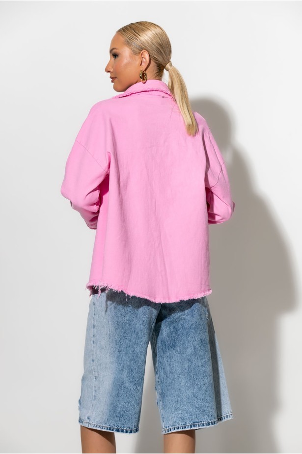 Jean jacket με ξέφτια ροζ Jean jacket με ξέφτια ροζ