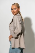 Jean jacket με ξέφτια μπεζ Jean jacket με ξέφτια μπεζ