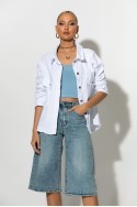 Jean jacket με ξέφτια λευκό Jean jacket με ξέφτια λευκό