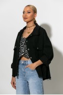 Jean jacket με ξέφτια μαύρο Jean jacket με ξέφτια μαύρο