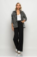 Jean jacket με φθορές και στάμπες ανθρακί Jean jacket με φθορές και στάμπες ανθρακί