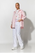 Oversized Jean jacket με τσέπες ροζ 
