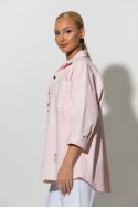 Oversized Jean jacket με τσέπες ροζ 