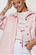 Oversized Jean jacket με τσέπες ροζ 