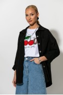 Oversized Jean jacket με τσέπες μαύρο