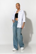 Oversized Jean jacket με τσέπες λευκό