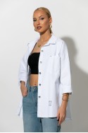Oversized Jean jacket με τσέπες λευκό