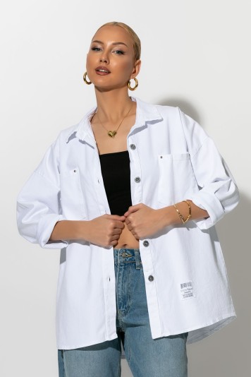 Oversized Jean jacket με τσέπες ροζ 