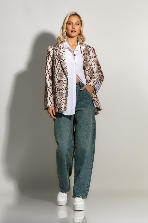 Blazer snake print μπεζ Blazer snake print μπεζ