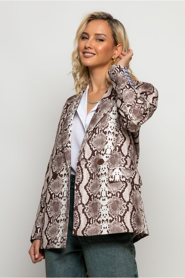 Blazer snake print μπεζ Blazer snake print μπεζ