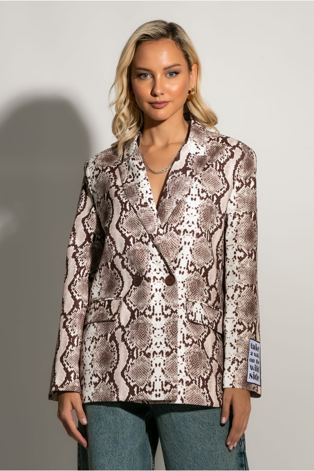 Blazer snake print μπεζ Blazer snake print μπεζ