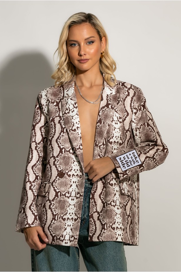 Blazer snake print μπεζ Blazer snake print μπεζ