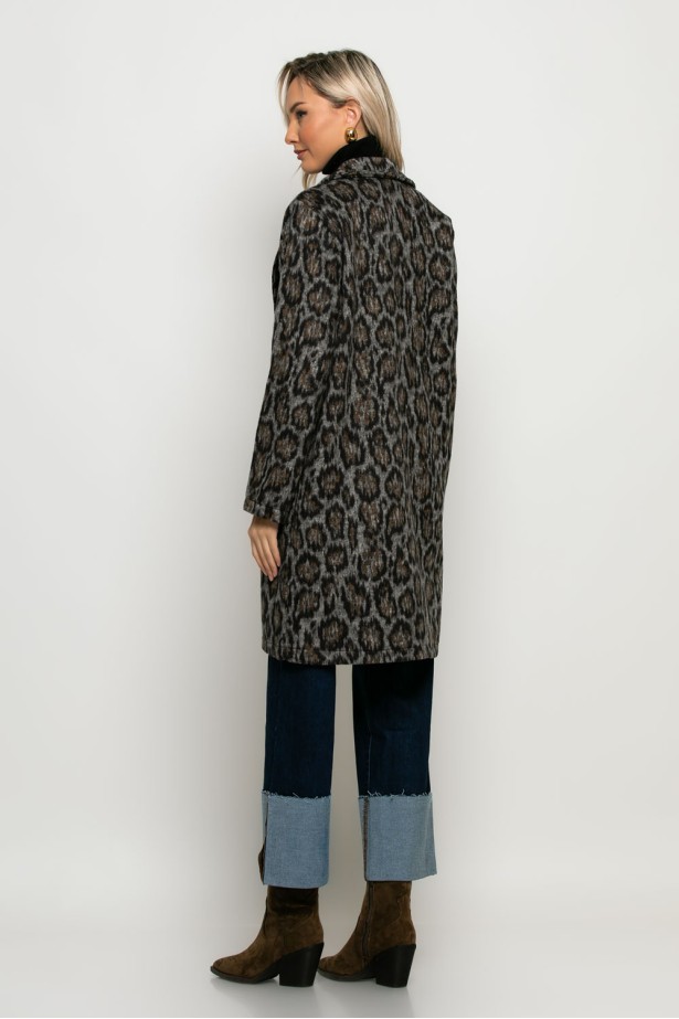 Ημίπαλτο animal print leopard γκρι Ημίπαλτο animal print leopard γκρι