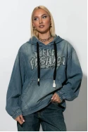 Oversized jean μπλούζα με κουκούλα μπλε Oversized jean μπλούζα με κουκούλα μπλε