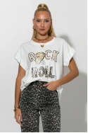 T-shirt με στάμπα rock and roll λευκό T-shirt με στάμπα rock and roll λευκό