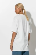 Oversized t-shirt με στρας και στάμπα you feel λευκό Oversized t-shirt με στρας και στάμπα you feel λευκό