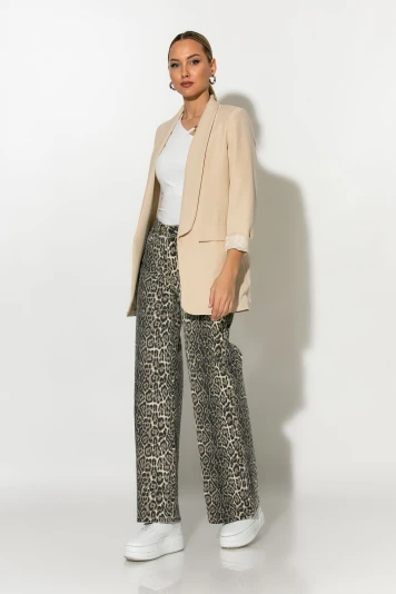 Jean wide leg λεοπάρ μπεζ
