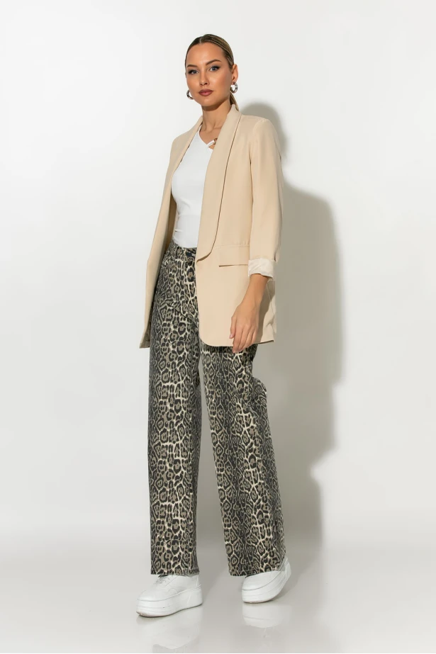 Jean wide leg λεοπάρ μπεζ Jean wide leg λεοπάρ μπεζ