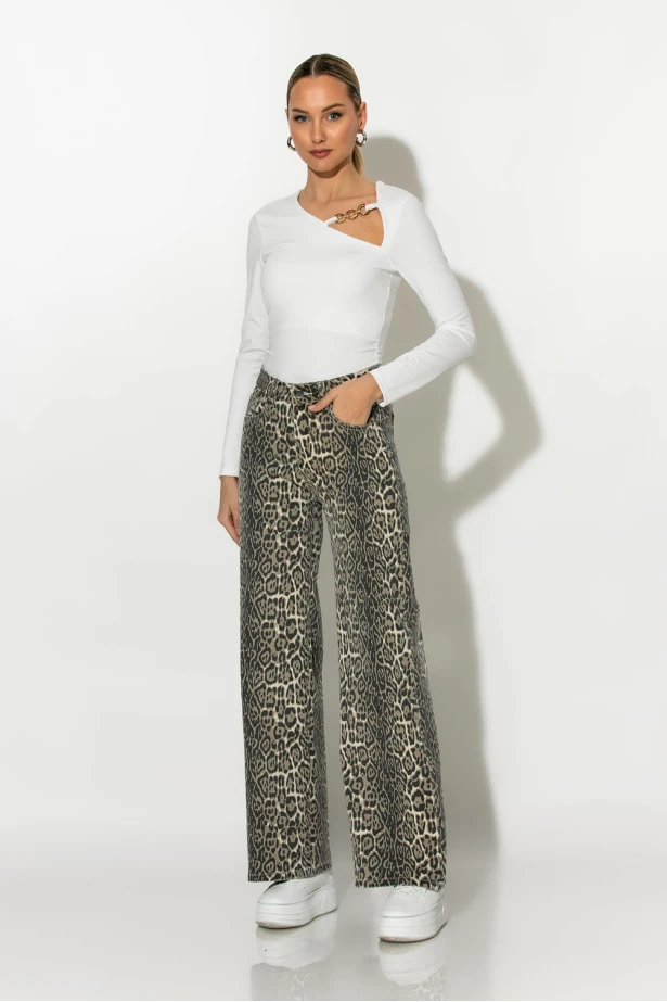 Jean wide leg λεοπάρ μπεζ Jean wide leg λεοπάρ μπεζ
