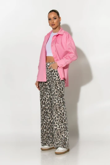 Jean wide leg λεοπάρ μπεζ ανοιχτό
