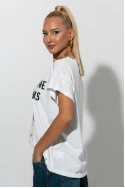 Oversized t-shirt με στάμπα champaign problems λευκό Oversized t-shirt με στάμπα champaign problems λευκό