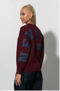 Πλεκτή μπλούζα με patch new york πίσω μπορντό