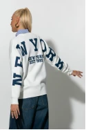 Πλεκτή μπλούζα με patch new york πίσω λευκό