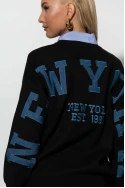 Πλεκτή μπλούζα με patch new york πίσω μαύρο