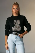 Πλεκτή μπλούζα με patch bear μαύρο