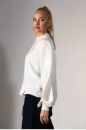 Μπλούζα πλεκτή με βολάν καρδιά λευκό
