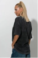 Oversized t-shirt με στάμπα bosks, not guns και στρας ανθρακί